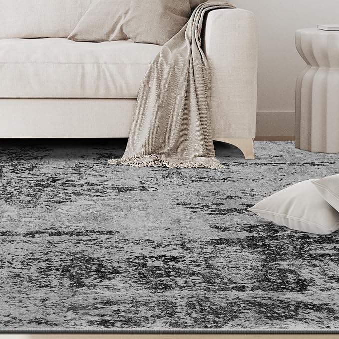 5x7 Area Rugs for Living Room Washable Bedroom Dining Room Black Grey Gold | - Image 9