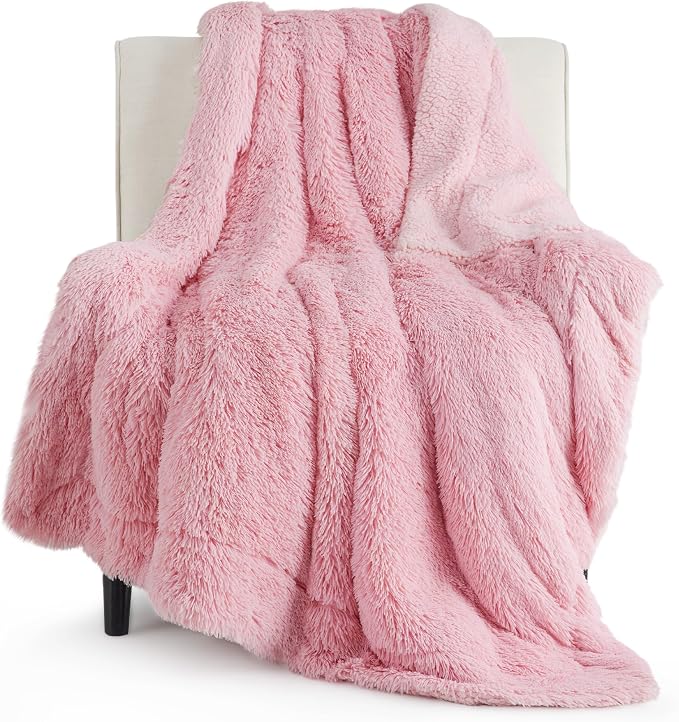Bedsure GentleSoft Fuzzy Sherpa Faux Fur Twin Blanket Pink Cozy Gifts by Unknown