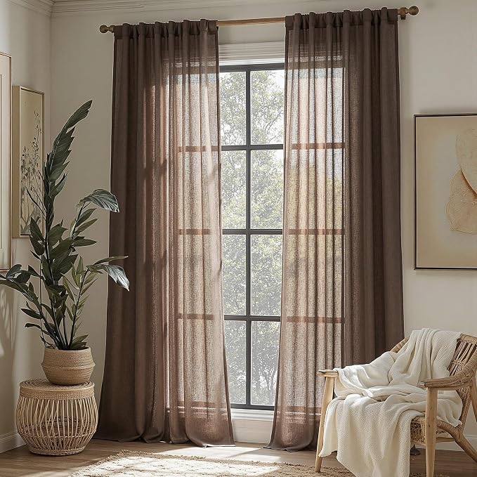 MYSKY HOME Dark Brown Curtains 96 Inches Long - Image 2