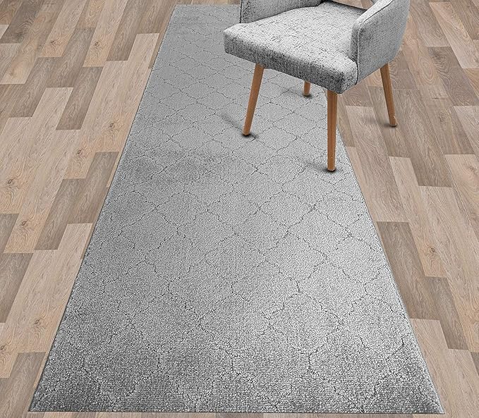 Custom Size Modern Runner Rug Carpet for Hallway Entryway Foyer Kitchen, Slip Resistant Latex Rubber Backed 31 inch Wide X Customized Length, Clouds Grey, 31 inch X 27 feet