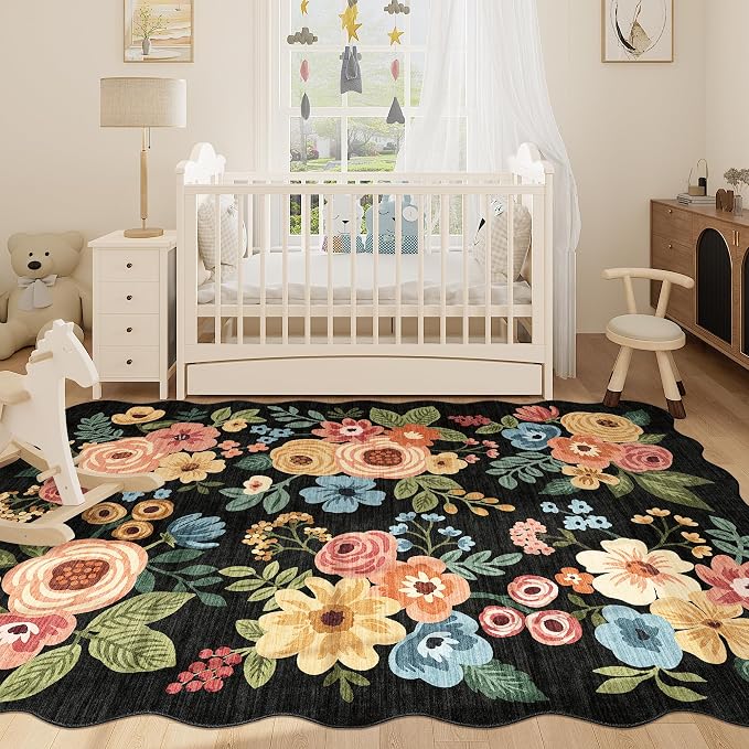 DUKINO 5x7 Area Rugs for Bedroom, Floral Washable Rug Non Slip, Stain Resistant - Image 7