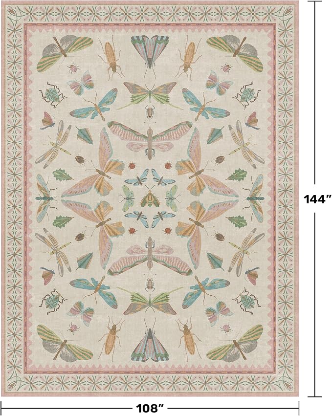 9x12 Pink Area Rug for Girls Bedroom, Washable Living Room & Dining Room Rug - Image 2