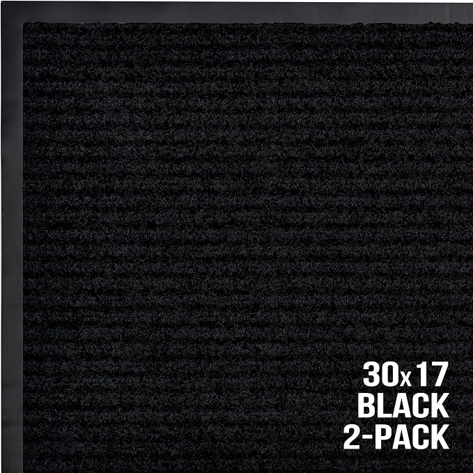 Front Door Mat, Indoor Outdoor Welcome Entryway Muddy Entrance, 30x17 Black | - Image 7