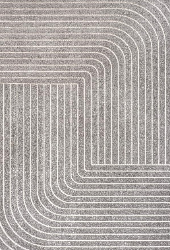 Eyely NCS101B-3 Scandinavian Odense Minimalist Angle Geometric Indoor Area Rug, Modern, Contemporary, Coastal, Bohemian, Bedroom, Kitchen, Living Room, Non Shedding, Gray/Ivory, 3' x 5'