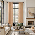 Camel Linen Curtains for Living Room Extra Long 144 Inches Long Back Tab Light by Nanspring