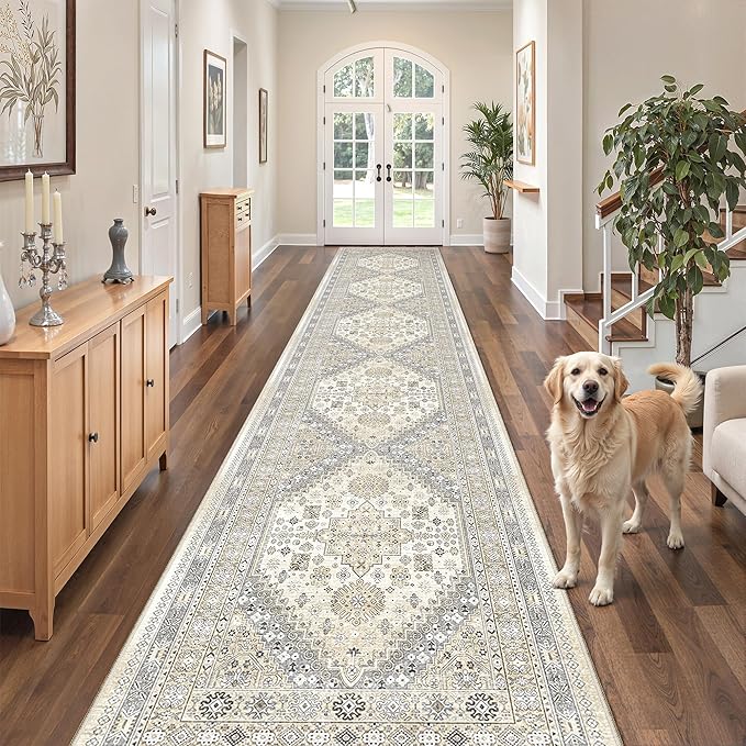 2'6 x 14' Runner Rug Non Slip, Washable Kitchen Rugs, Living Room, Extra Long by Zesthome
