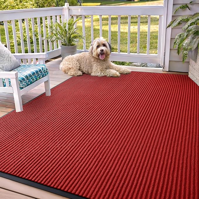 OLANLY Front Door Mat 71x47, Waterproof Heavy-Duty Indoor Outdoor Doormat | Red by OLANLY