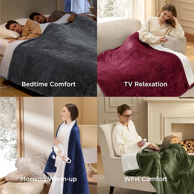 Bedsure Heated Blanket King Size, Dual Control Electric Blanket, 6 Heat/6 Timer - Image 8
