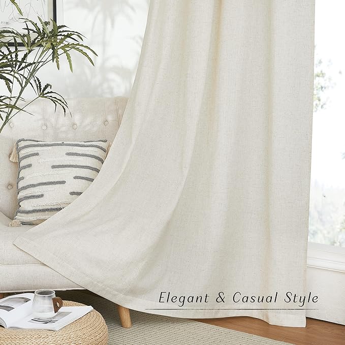 NICETOWN Textured Linen Sheer 108 inch Curtains, Grommet Privacy Translucent - Image 6