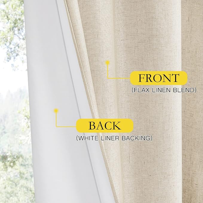 NICETOWN 100% Blackout Linen Curtains - Image 7