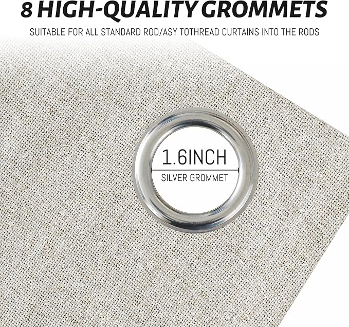 Yakamok Oatmeal Linen Textured Curtains 72 Inches Long - Image 4