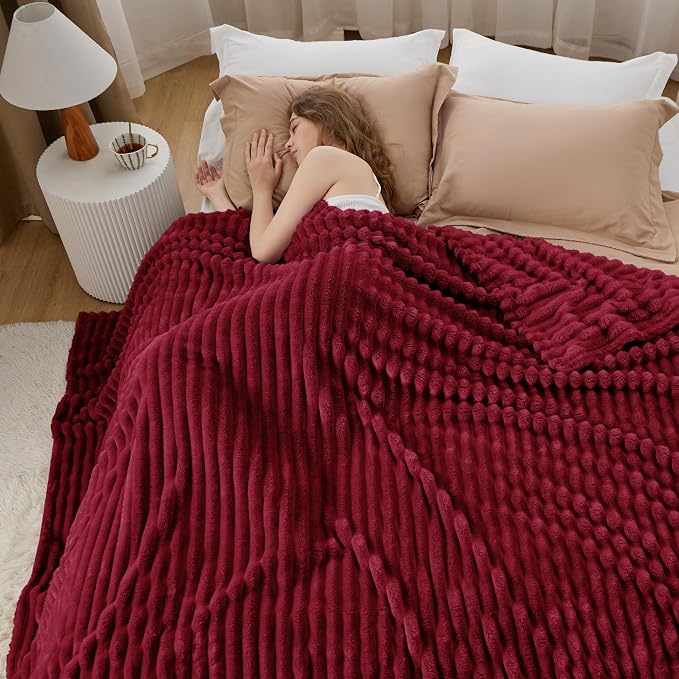Bedsure Soft Cal Size Blanket for Bed Deep Red 102"x96" | Birthday Gifts for - Image 3