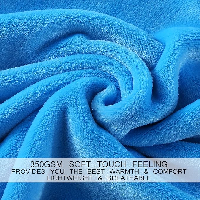 HOZY Soft Blanket Twin Size Fleece Warm Fuzzy Throw Blankets for The Bed Sofa Lightweight 350GSM Sky Blue 66"*90"