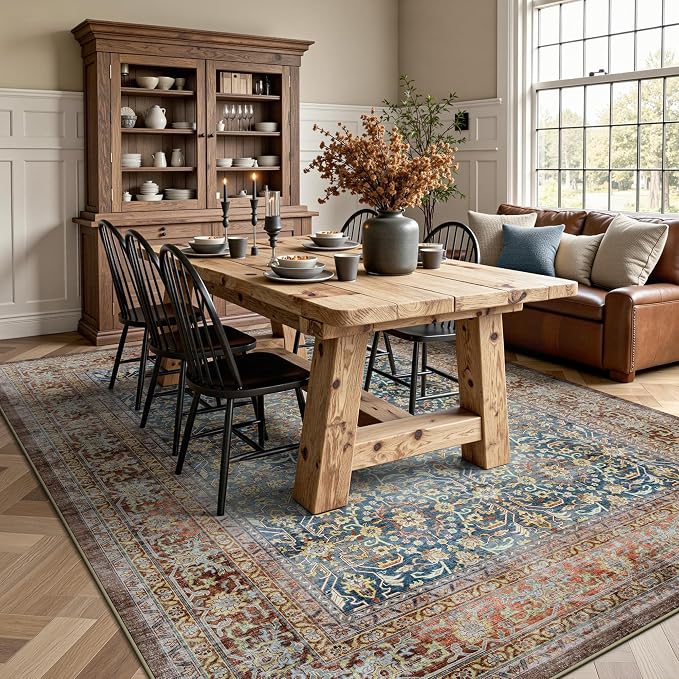 6x9 Area Rugs - Washable Vintage Retro Living Room Rug, Soft Ultra Thin Non - Image 4