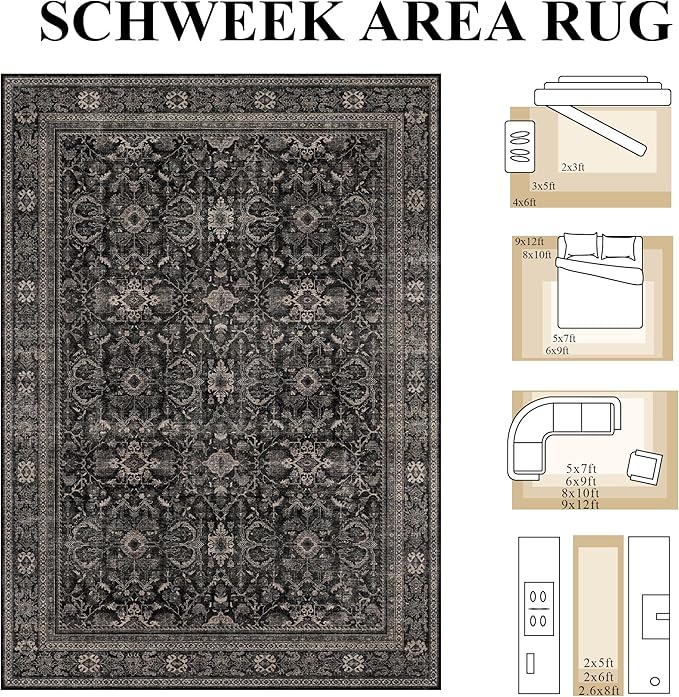 Schweek 5x7 Washable Area Rugs Non Slip Rug - Image 2