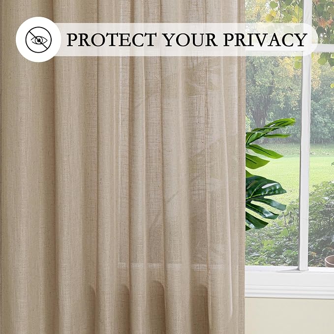 MYSKY HOME Patio Curtains for Sliding Door 90 inch Length 2 Panels Set - Image 5
