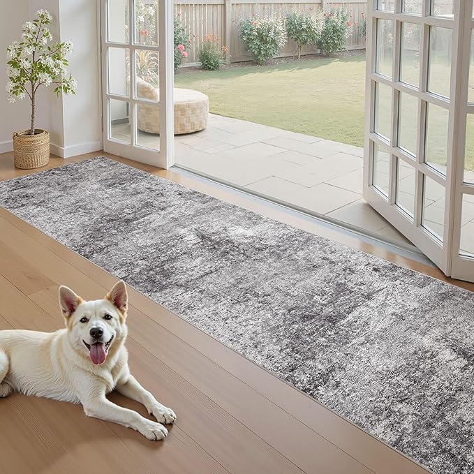 DMOYEST Washable Runner Rug for Hallway: 2.6x12 Neutral Modern Abstract Low - Image 5