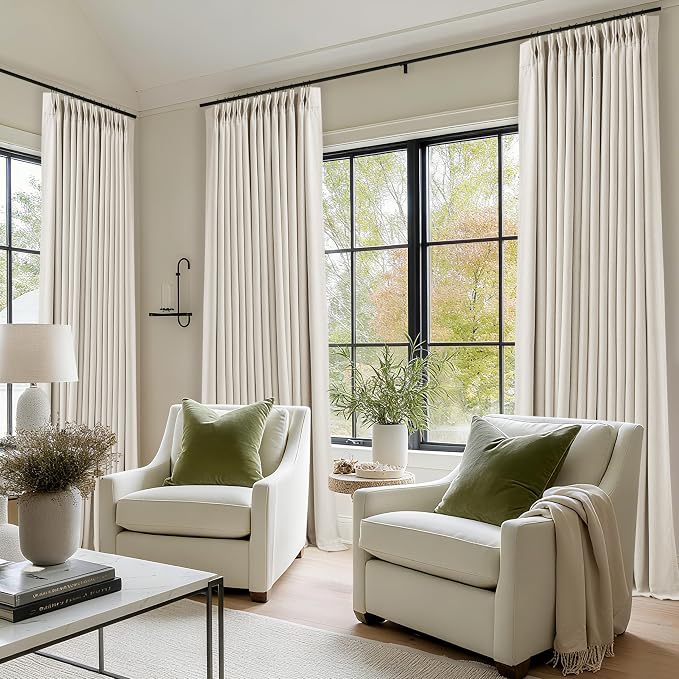 92 Inch Long Pinch Pleated Blackout Curtains Natural - Image 7