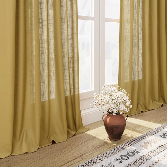 Gold Linen Curtains 108 Inches Long - Image 6