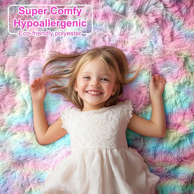 Vibrant Rainbow Rug 3x5 Ft, Bedside Preppy Dorm Area Rug - Image 8