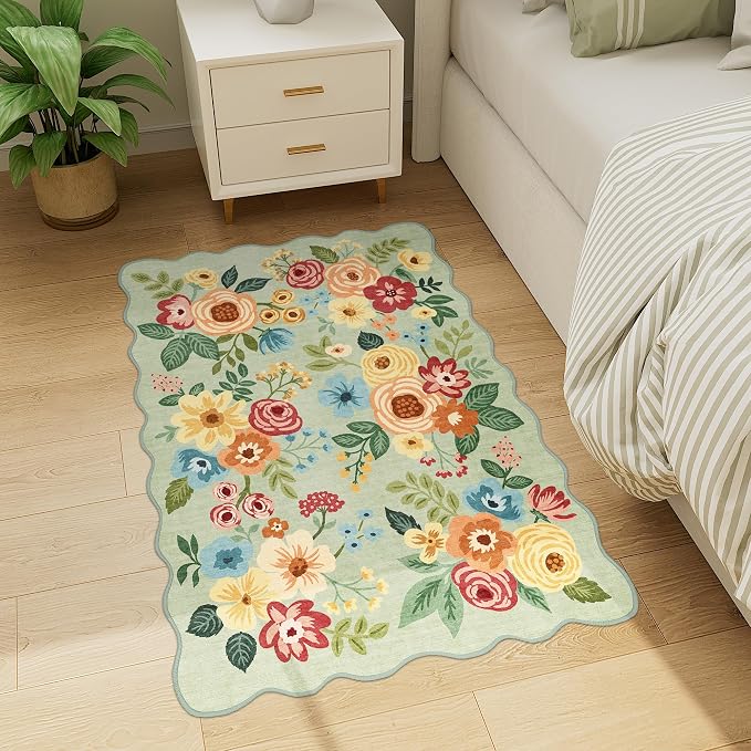 DUKINO 2x3 Rugs for Entryway, Floral Door Mat Washable Kitchen Rugs, Low Pile - Image 8