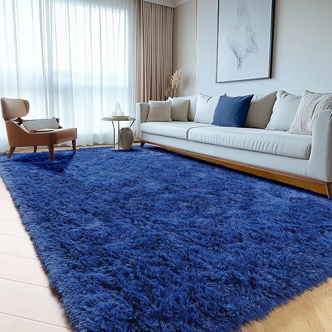 Navy Blue 6x9 Area Rugs for Living Room Bedroom, Large Fluffy Bedside Throw Rug by ONASAR