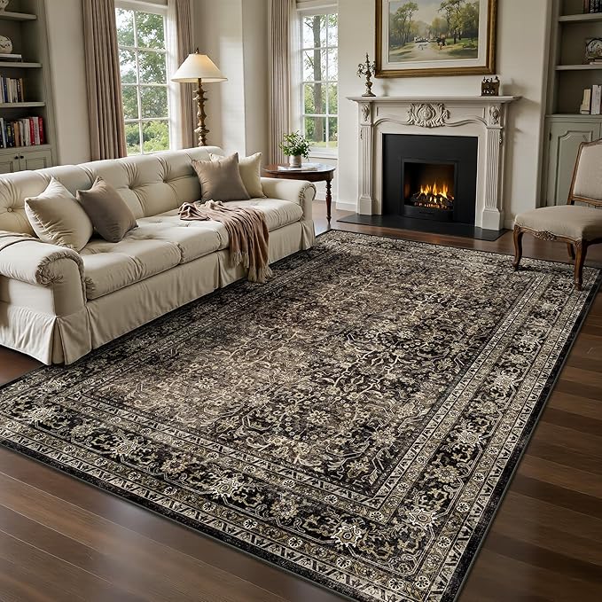 6x9 Area Rugs - Washable Vintage Retro Living Room Rug, Soft Ultra Thin Non by Yarooge