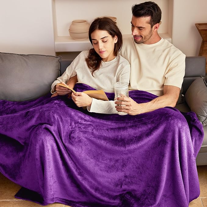 Exclusivo Mezcla Fleece Blanket Twin Size for Bed, Super Soft and Warm, All Season Use, Cozy, Plush, Lightweight, 60x80 Inches Purple