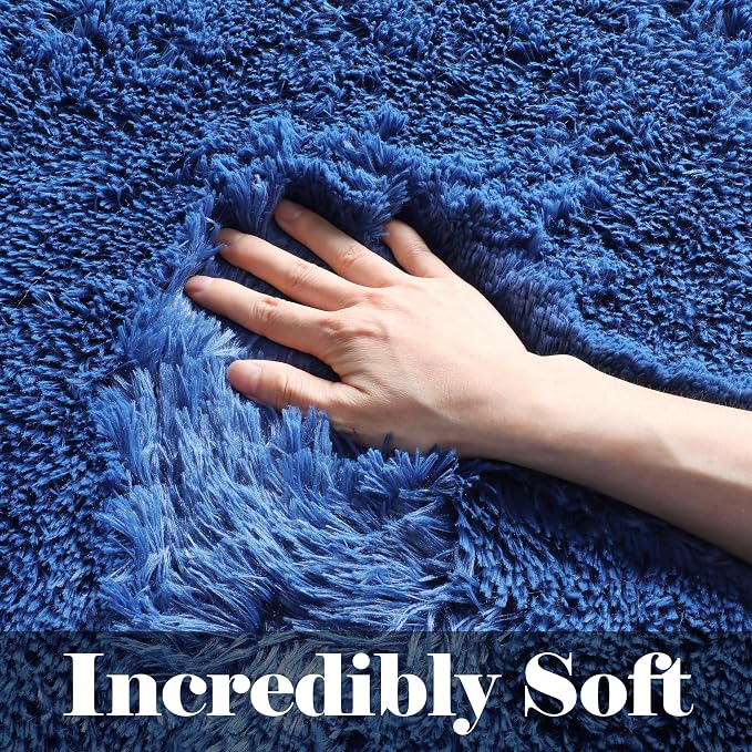 Navy Blue 6x9 Area Rugs for Living Room Bedroom, Large Fluffy Bedside Throw Rug - Image 2