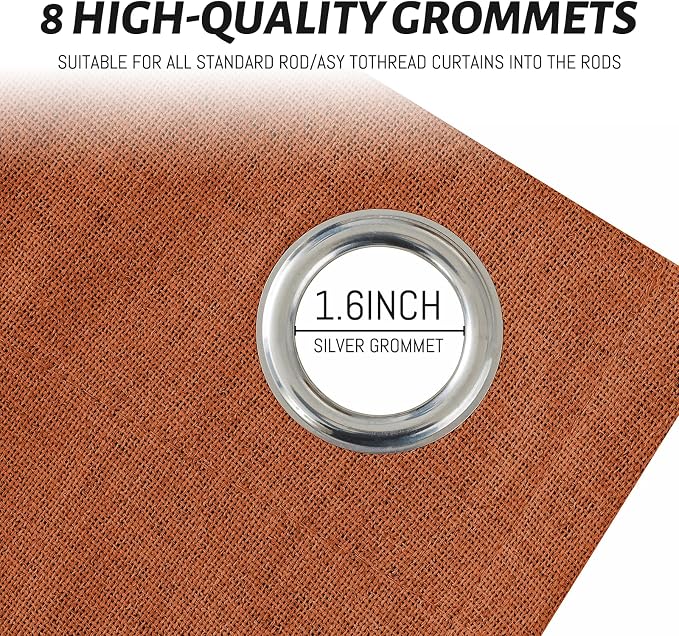 Yakamok Burnt Orange Linen Curtains 63 Inches Long - Image 4