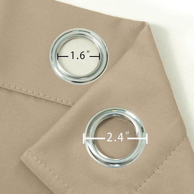 Blackout Curtains 42 x 95 inch/Beige Curtains Set of 2 Panels/Thermal Insulated - Image 6