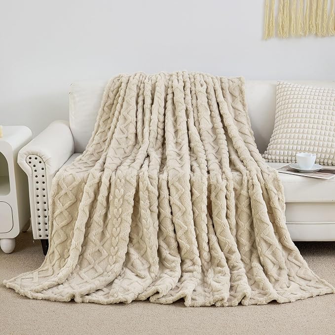 Aganear Fleece Throw Blanket for Bed Couch 90"x90" Khaki | Lightweight Fuzzy - Image 7