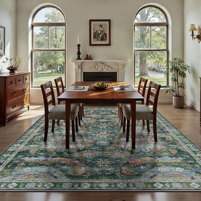 Washable Rug 6x9, Vintage Retro Soft Area Rug, Non-Slip Low Pile Rugs - Image 4