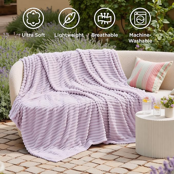 Bedsure Soft Throw Blanket for Couch Decor Gifts Lavender Fog 50"x60" | - Image 5