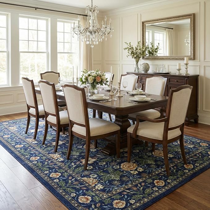 GarveeHome Area Rugs 8x10 for Living Room, Forest Green Floral Large Washable - Image 3