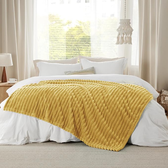 Bedsure Soft Twin Blanket for Bed Decor Gifts Yellow 60"x80" | Birthday Gifts - Image 7