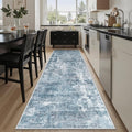 Soalmost Runner Rug 2'6"x8' Kitchen Hallway Runners Abstract Blue/Grey | by Soalmost