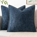 MIULEE Decorative Couch Throw Pillow Covers 18x18 Inch Dark Blue 2 Pack | by MIULEE