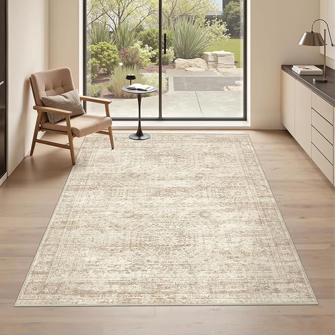 3x5 Rug for Entryway, Washable Area Rug, Living Room, Dining Room, Neutral Rug - Image 3