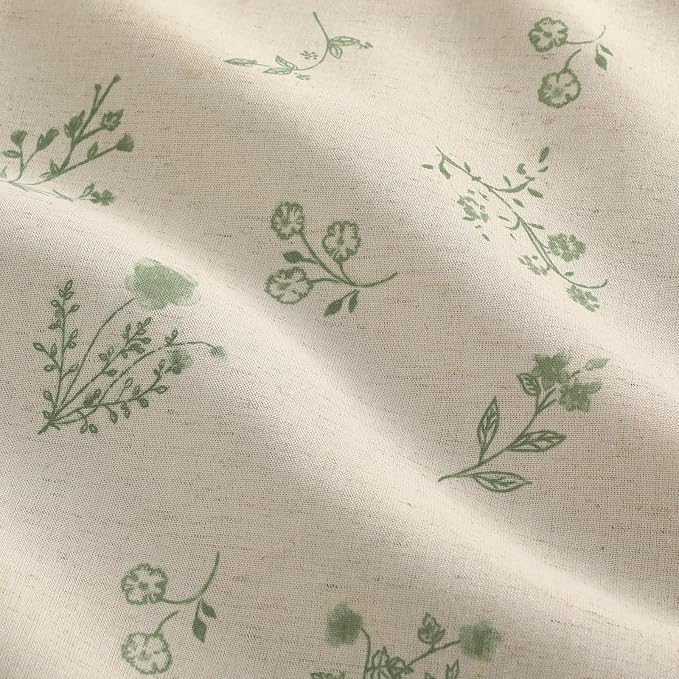 Boho Floral 100% Blackout Curtains 84 Inch 2 Panels Green | Farmhouse Vintage - Image 4