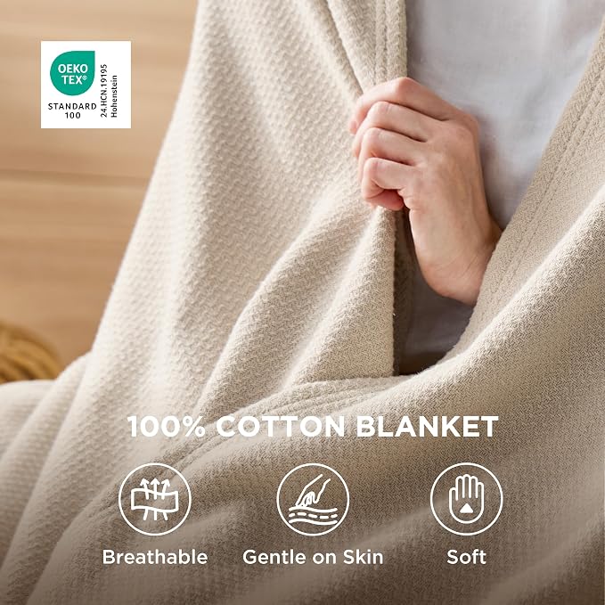 Bedsure GentleSoft 100% Cotton Large Throw Blanket - Image 3