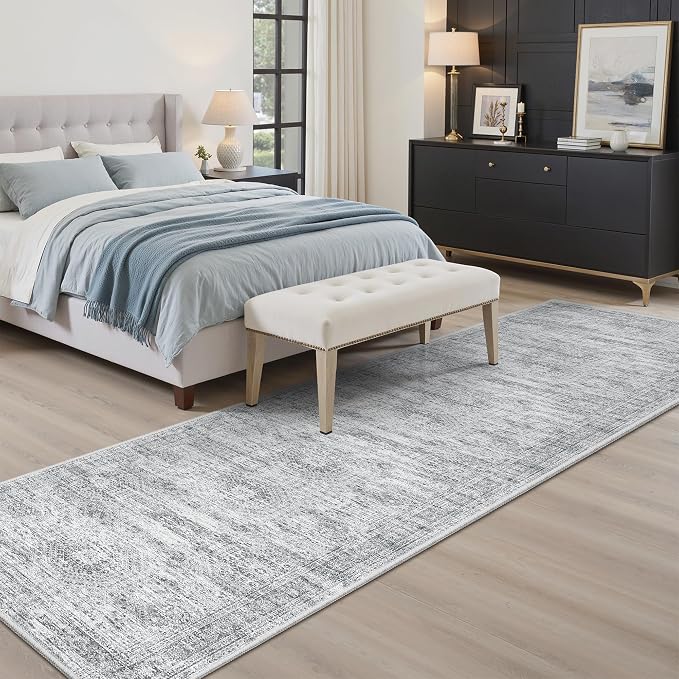 Soalmost Runner Rug 2x8 Washable Non-Slip Hallway Kitchen Runners Grey | Stain - Image 9