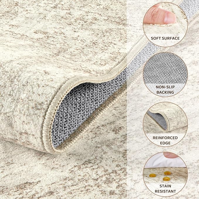 UERMEI 2x6 Washable Runner Rug for Hallway, Non Slip Low Pile Kitchen Carpet - Image 9