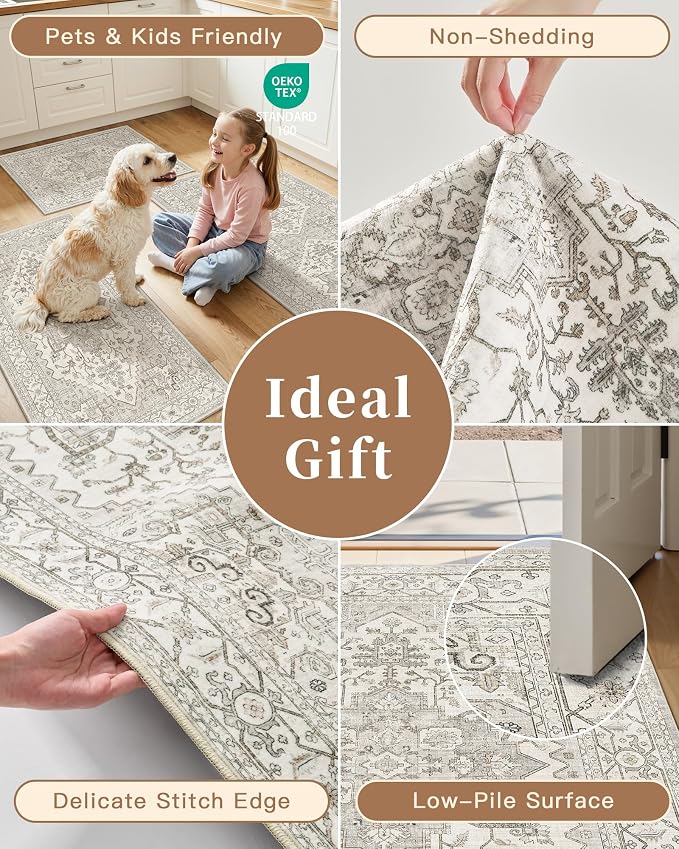 Madane Washable Kitchen Rug Set of 3 Small Area Rugs Non-Slip - Image 6