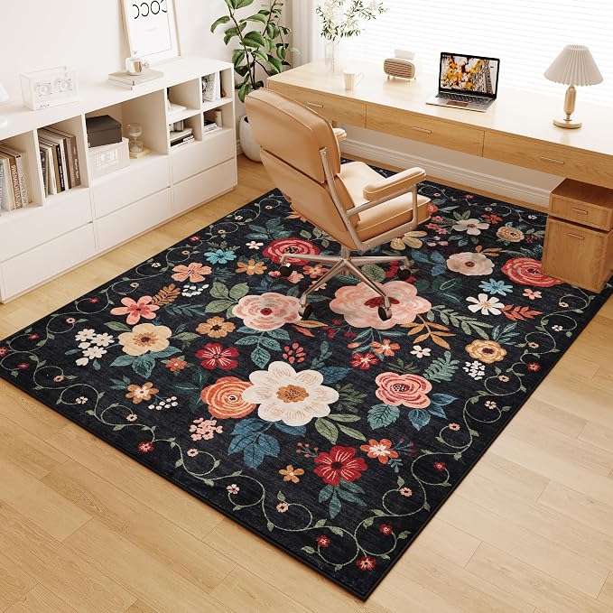 DUKINO 5x7 Area Rugs, Floral Washable Rug - Image 9