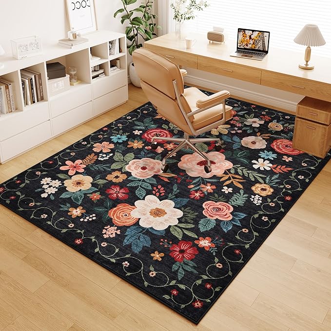DUKINO 6x9 Area Rugs, Floral Washable Rug - Image 9