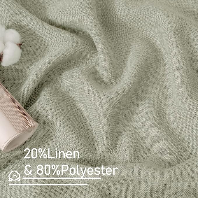 Sage Grey Linen Curtains 24 Inch Length - Image 2