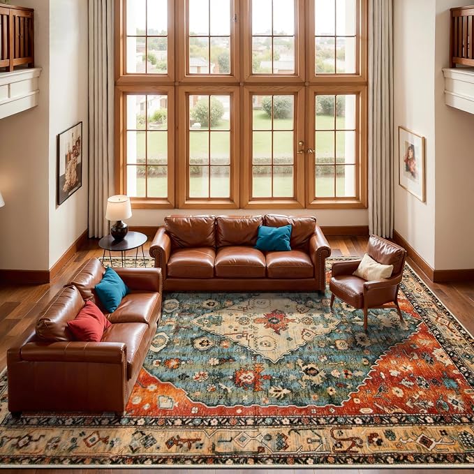 SERISSA 10x14 Washable Non Slip Boho Area Rug - Image 2