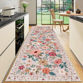 DUKINO 2x10 Runner Rug, Floral Washable Kitchen Runner Rug Non Slip, Low Pile by DUKINO