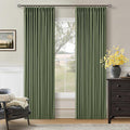 86 Inch Olive Green Linen Pinch Pleated Blackout Curtains by Twodrapes